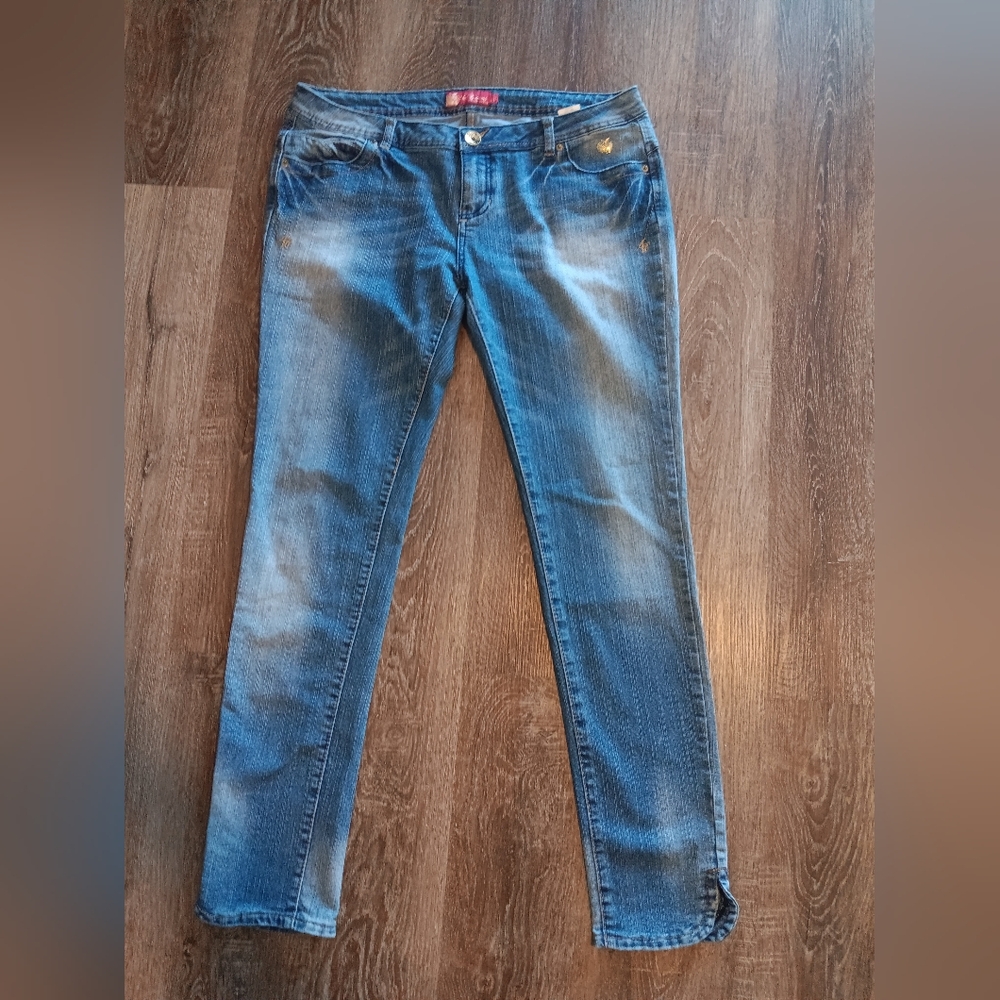 Apple Bottoms Womens Blue Medium Wash 5 Pockets Design Skinny Jeans Size 13/14